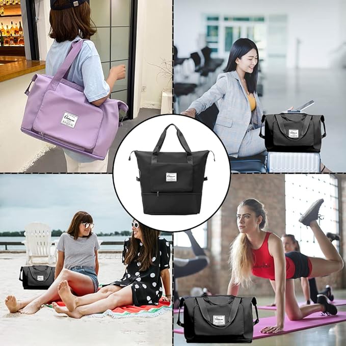 Large Capacity Foldable Travel Bag Expandable Portable Carry on Bag Dry&Wet - Image 6
