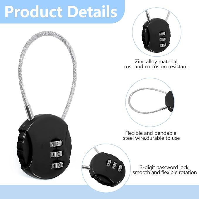 Therwen 36 Pcs Combination Lock 3 Digit Gym Waterproof Padlock Resettable Bag - Image 4
