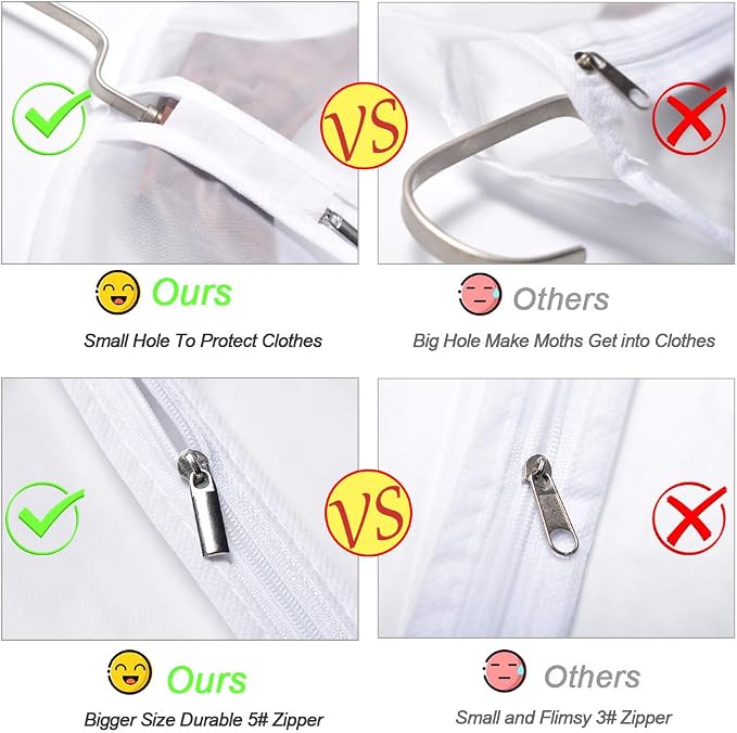Garment Bags for Hanging Clothes 24'' x 55 '' Transparent Lightweight - Image 4
