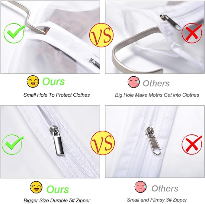 Garment Bags for Hanging Clothes 24'' x 60'' Coat Covers for Closet Foldable - Image 3