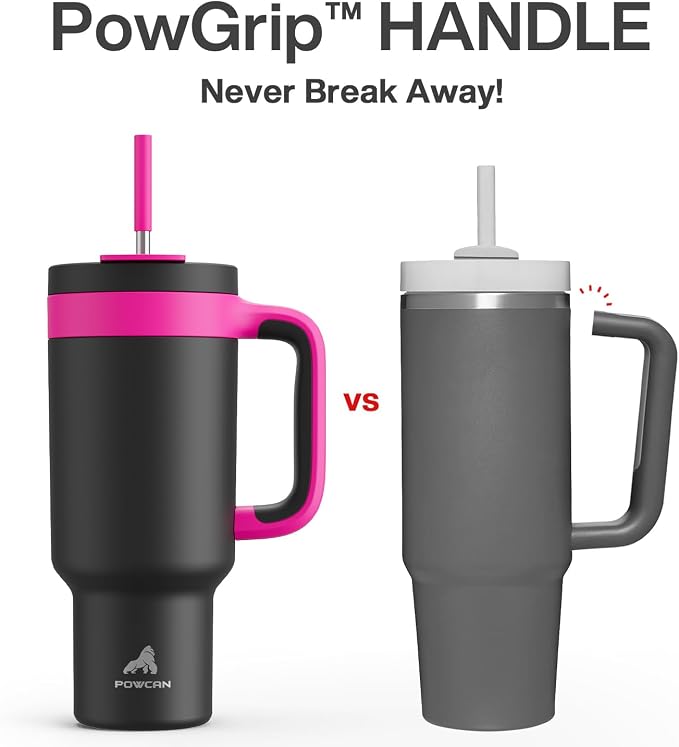 POWCAN 40 oz Tumbler with Handle, 2-in-1 Straw and Sip Lid, Dishwasher Safe - Image 3