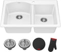 KRAUS Forteza 33-inch Granite Drop In/Undermount 60/40 Double Bowl White by KRAUS