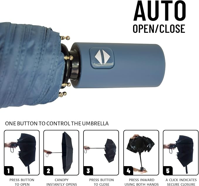 SY COMPACT Umbrella Automatic Travel Waterproof Light Folding Umbrellas Easy - Image 7