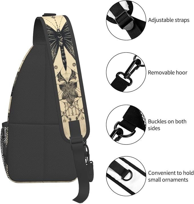 SUPLUCHOM Sling Bag Butterfly Goth Vintage Tarot Hiking Daypack Crossbody - Image 5