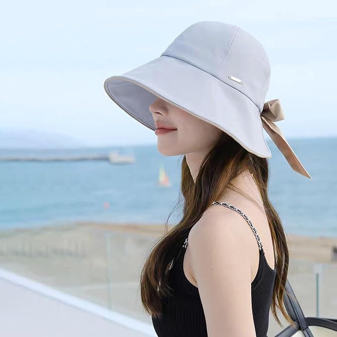 Wide Brim Hats for Woman Foldable Hats Sun Hats for Women uv Protection Bowknot - Image 3