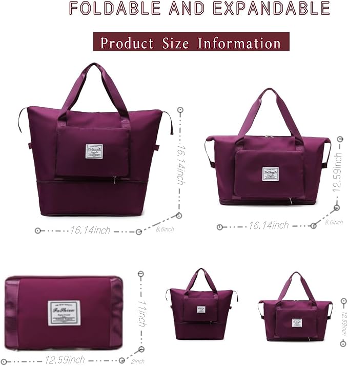 Large Capacity Foldable Travel Bag, Expandable lightweight Carry on Bag - Image 2