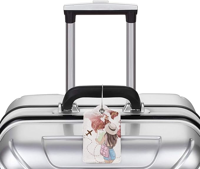 2 Pack Luggage Tags for Suitcase, Travel Girl PU Leather Travel Luggage Tag - Image 5
