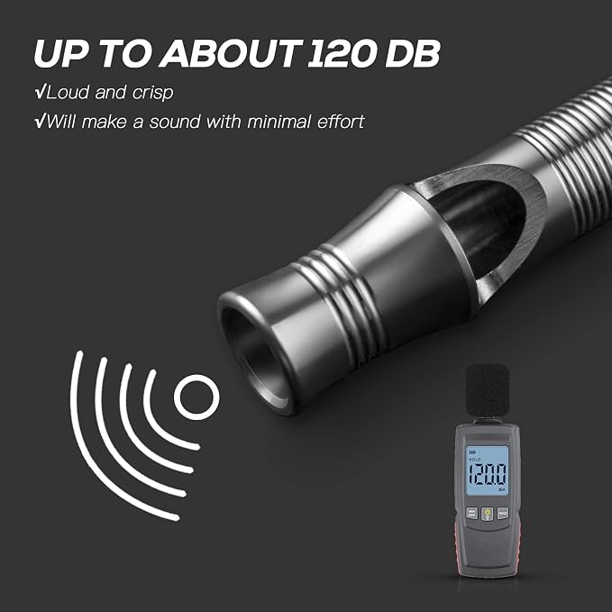 TISUR Titanium Emergency Whistle, EDC Safety Whistles Necklace Loud up to 120db - Image 5