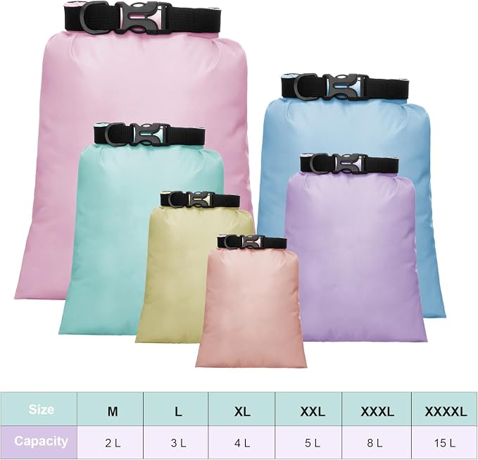 Shappy Waterproof Dry Bag Set 6 Sizes Lightweight Sacks and Long Adjustable - Image 3