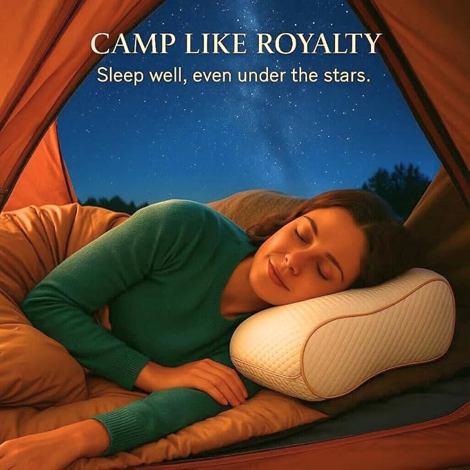 Royal Therapy Travel Memory Foam Pillow, Neck Pillow Bamboo Adjustable Side - Image 4