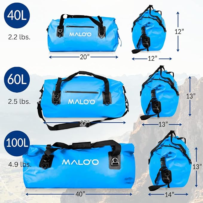 Malo'o Waterproof Dry Bag Duffel 40L/60L/100L, Roll Top Duffel Keeps Gear Dry - Image 2