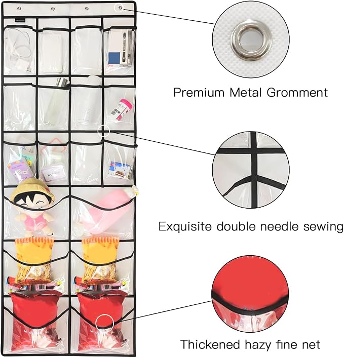 2 Pack Extra Large Hanging Crystal Clear Over Door Shoe Organizers, Closet Shoe - Image 5