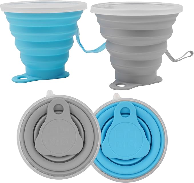 2 Pack Collapsible Silicone Travel Cups by YiiSeeJo