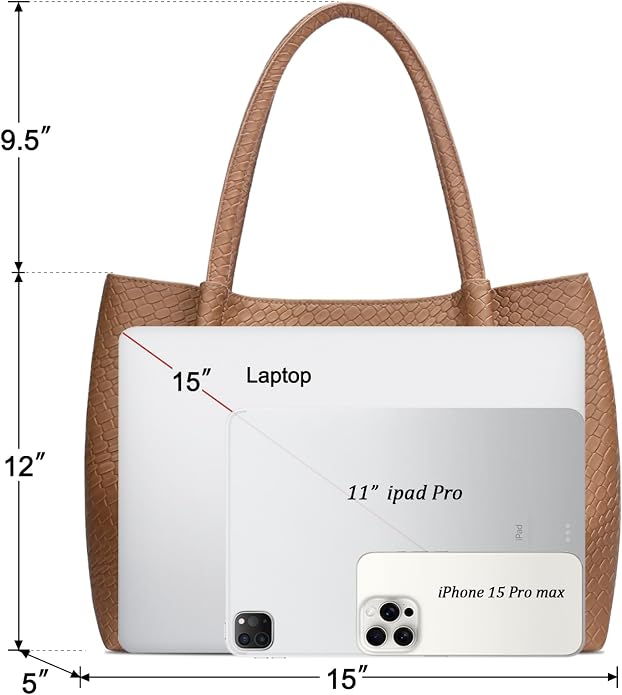 KKXIU Tote Bag for Women Vegan Leather Shoulder Purse Large Capacity Travel Bag - Image 5