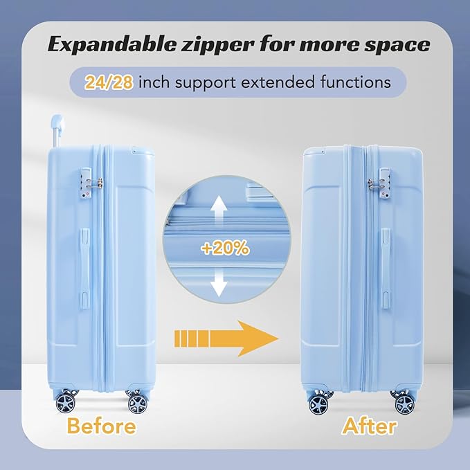 Merax 28 Inch Checked Luggage, Lightweight & Expandable Hardshell ABS Suitcase - Image 4