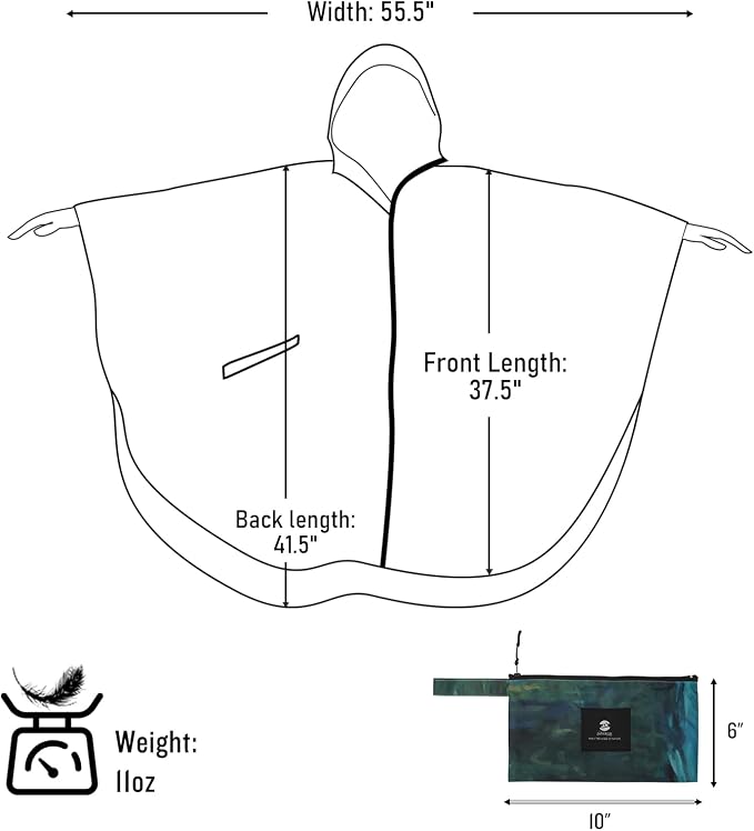 SaphiRose Rain Poncho Jacket Coat Hooded - Image 7