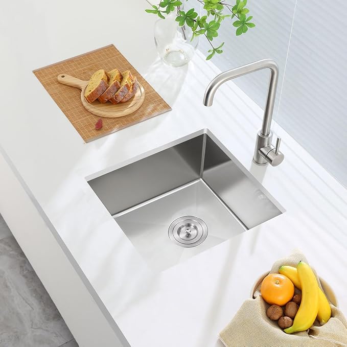 15 inch Undermount Bar Sink, Stainless Steel Handmade Single Bowl Kitchen Sink - Image 2