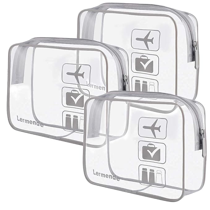 Lermende 2pcs Clear Toiletry Bag TSA Approved Travel Bag, Carry On by Lermende