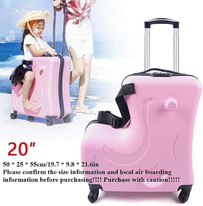 CNCEST 20" Kid's Ride-on Travel Suitcase, Rolling Luggage - Image 2