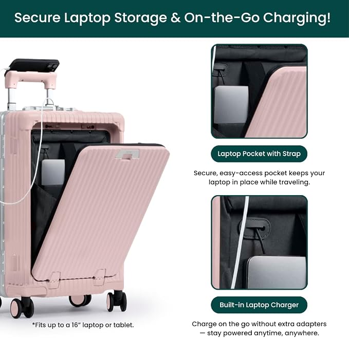 Nobl Travel Carry On Luggage, Noble Zipperless Aluminum Frame PC Hard Shell - Image 2