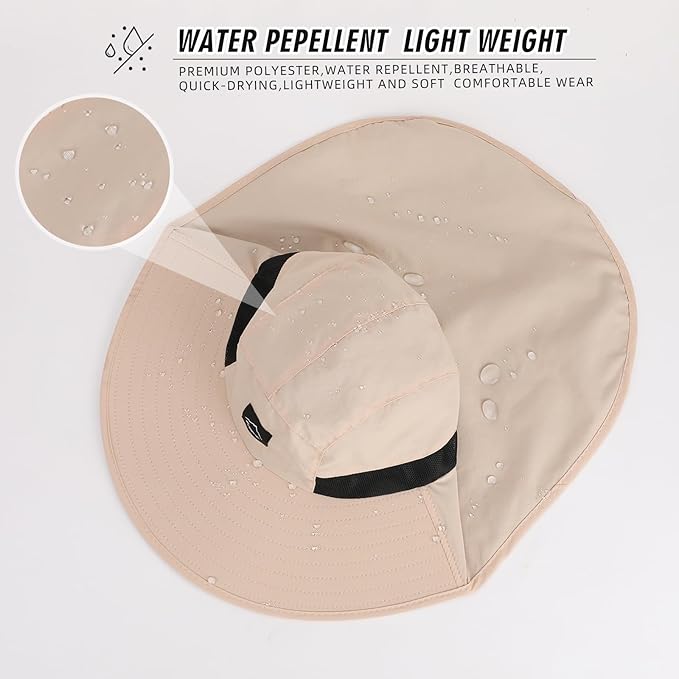 Rosoz Outdoor Sun Hat for Men Women, UPF50+ Protection Safari Cap Wide Brim - Image 2