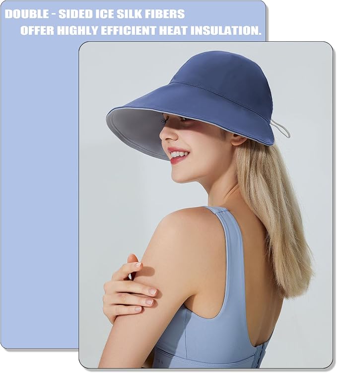 Sun Hats for Womens Wide Brim UV Protection Fishing Hats Packable Reversible - Image 2
