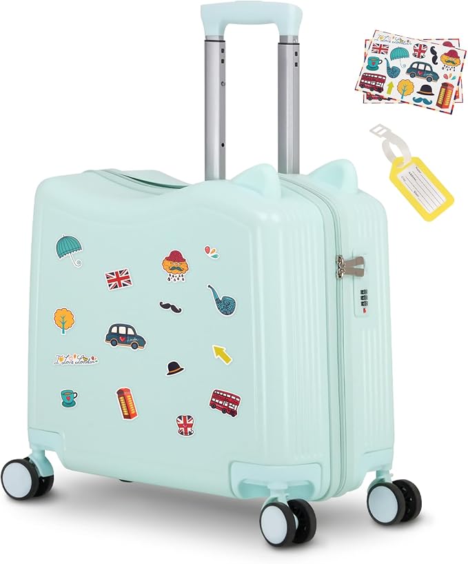 20" Ride-On Travel Suitcase for Kids, Cute Ear Toddler Carry on Luggage by smilesun