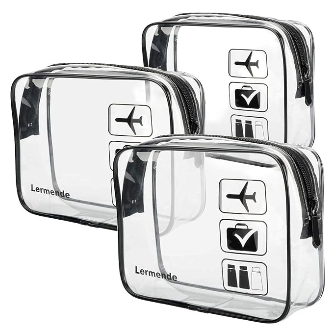 Lermende 2pcs Clear Toiletry Bag TSA Approved Travel Bag, Carry On by Lermende