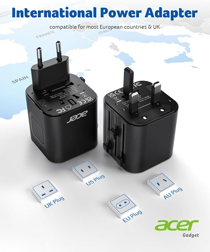 Acer US to Europe Plug Adapter, Universal Travel Adapter, International Power - Image 7