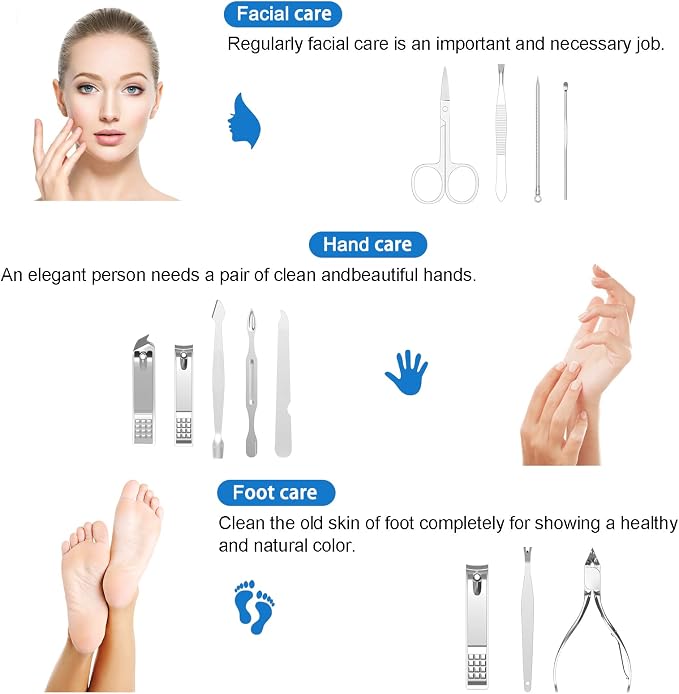 Manicure, Pedicure Kit, Nail Clippers, Professional Grooming Kit, Nail Tools - Image 7