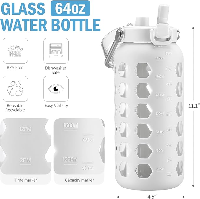 MUKOKO 64oz Glass Water Bottles - Image 3
