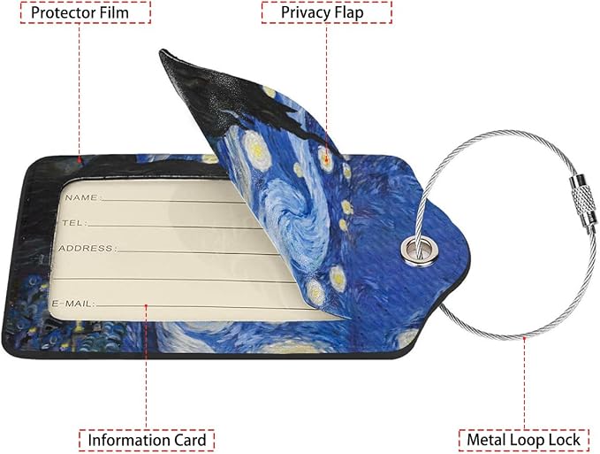 Abstract Starry Night 2 Pcs Luggage Tags, Privacy Cover ID Label - Image 2