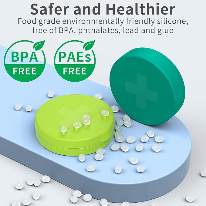 2 Pack Small Pill Box, 3 Compartment Round Silicone Travel Pill Box - Image 4