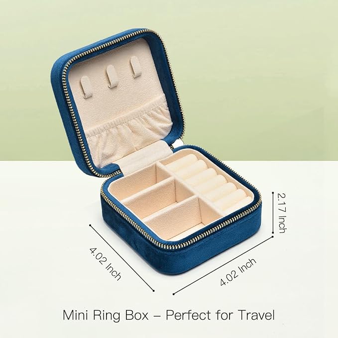 TAIMY Plush Velvet Travel Jewelry Box, Small Travel Jewelry Case, Portable Mini - Image 3