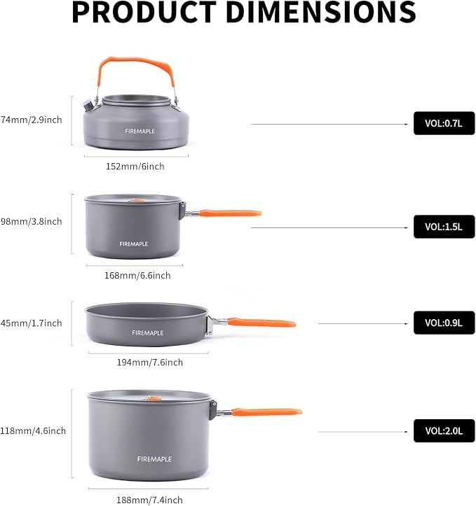 Fire-Maple Feast 4 Piece Camping Cookware Cookware Cookware Kit Outdoor - Image 2