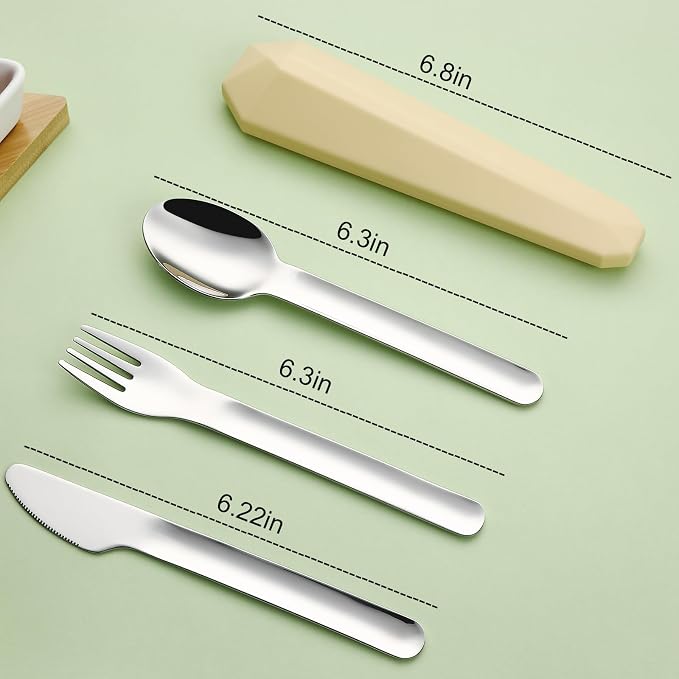 DEVICO Travel Utensils with Case, Reusable Camping Silverware Cutlery, 18/8 - Image 4