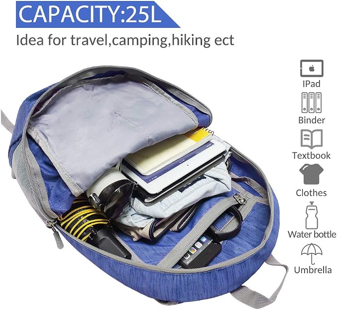 ZOMAKE 25L Ultra Lightweight Packable Backpack, Foldable Hiking Backpacks Water - Image 3