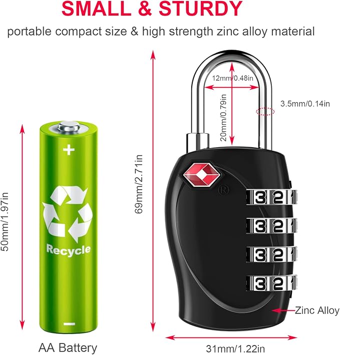 ZHEGE Luggage Locks TSA Approved, Zipper Locks - Image 5