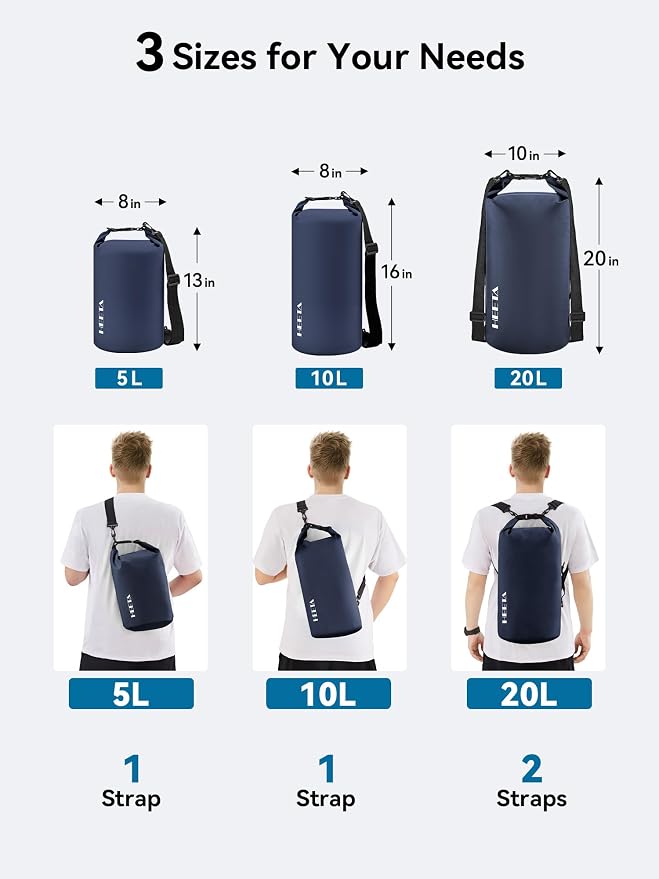 HEETA Waterproof Dry Bag for Women Men 5L/10L/20L/30L/40L Roll Top Lightweight - Image 2