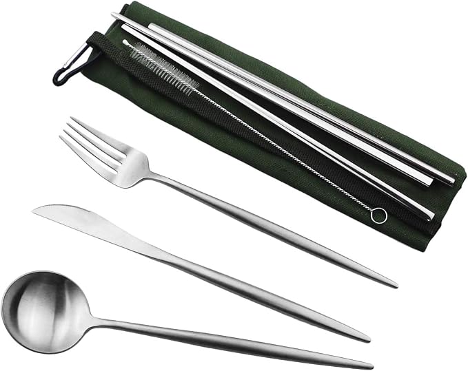 Gugrida Reusable Travel Utensils, 7 Pieces Portable 18/10 Stainless Steel - Image 5