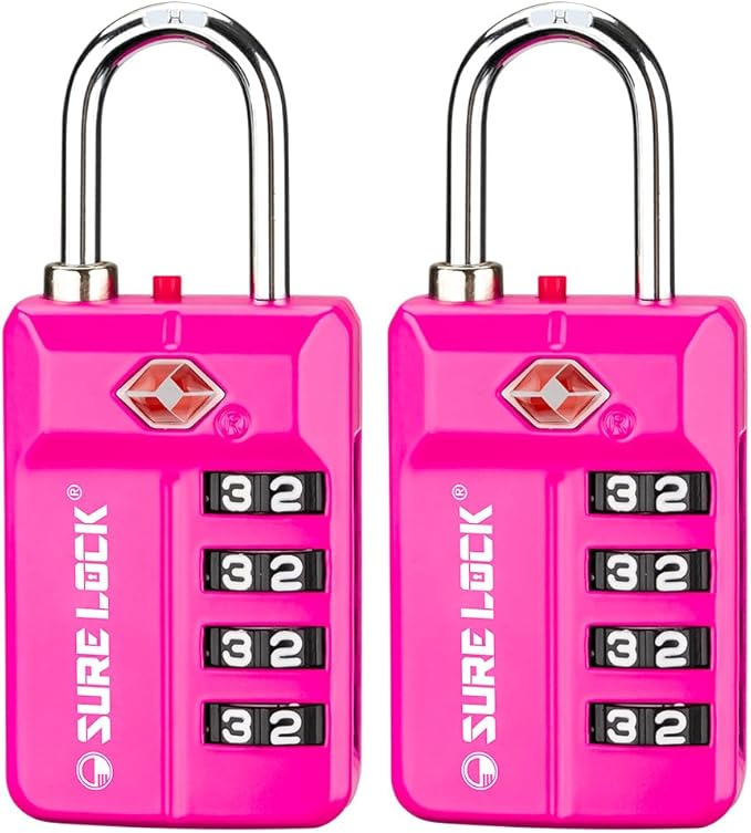 SURE LOCK TSA Approved 4-Digit Resettable Combination Luggage Locks by LOCKDEPOT