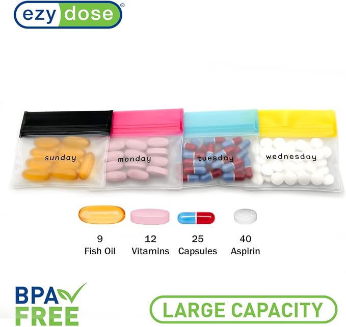 EZY DOSE Reusable 7-Day Pill Pouch Set, Durable Multi-Purpose Travel-Sized - Image 2