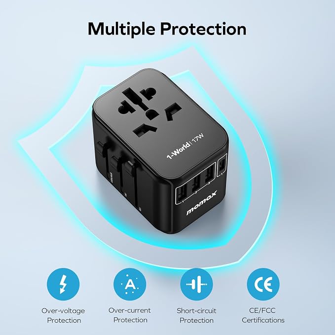 MOMAX European Travel Plug Adapter, Worldwide All in One Travel Adapter - Image 8