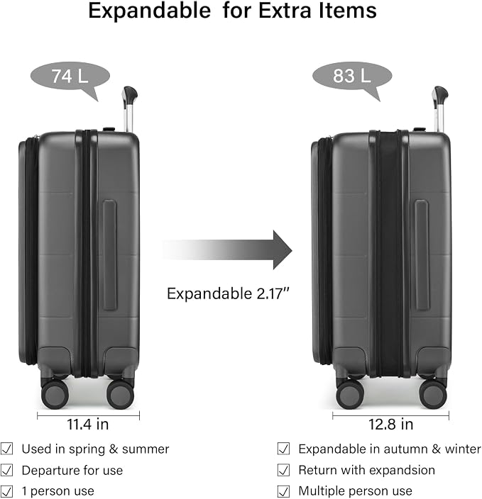 Hanke Hardside Expandable Checked Luggage, 24 Inch Top Opening Trunk Luggages - Image 2