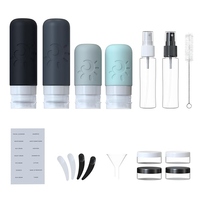 18 Pack travel Bottles for Toiletries, TSA Approved Silicone Travel Containers - Image 2