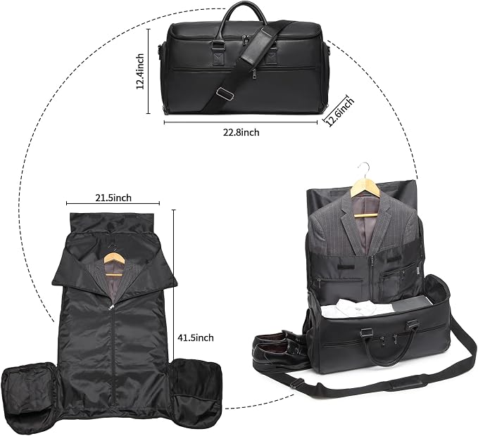 Carry On Garment Bag for Travel, Convertible Travel Garment Bag for Men Women - Image 2