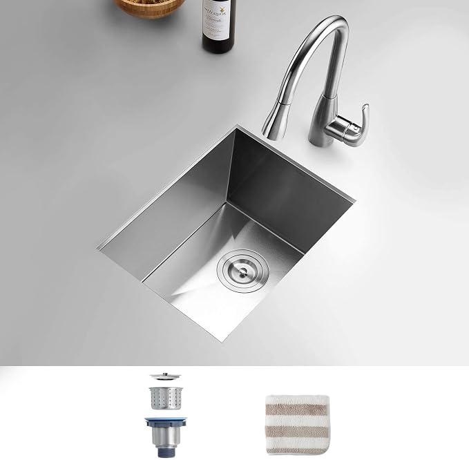 TORVA 14 x 18 Inch Undermount Kitchen Sink, Premium 304 Stainless Steel Bar Sink by TORVA
