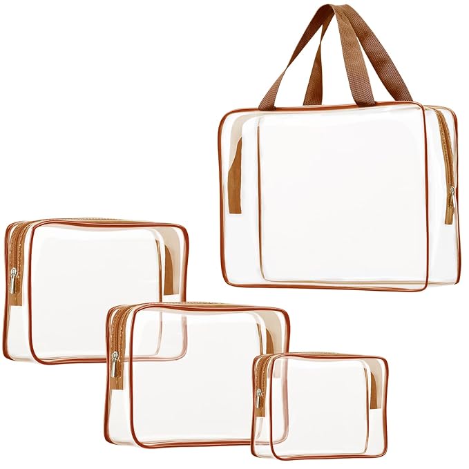 4Pcs Crystal Clear PVC Travel Toiletry Bag Kit by ROYBENS