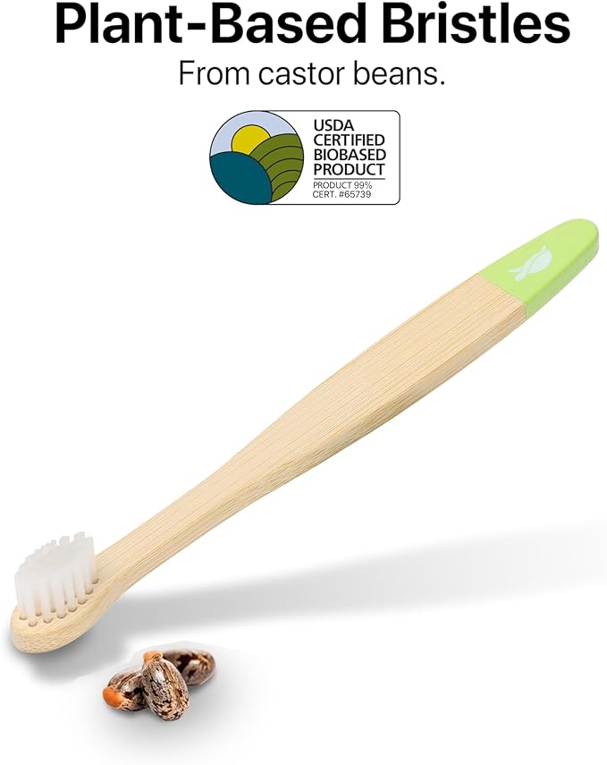 Sea Turtle Plant-Based Bristles, Ultra-Soft Bamboo Toothbrushes, Natural - Image 2