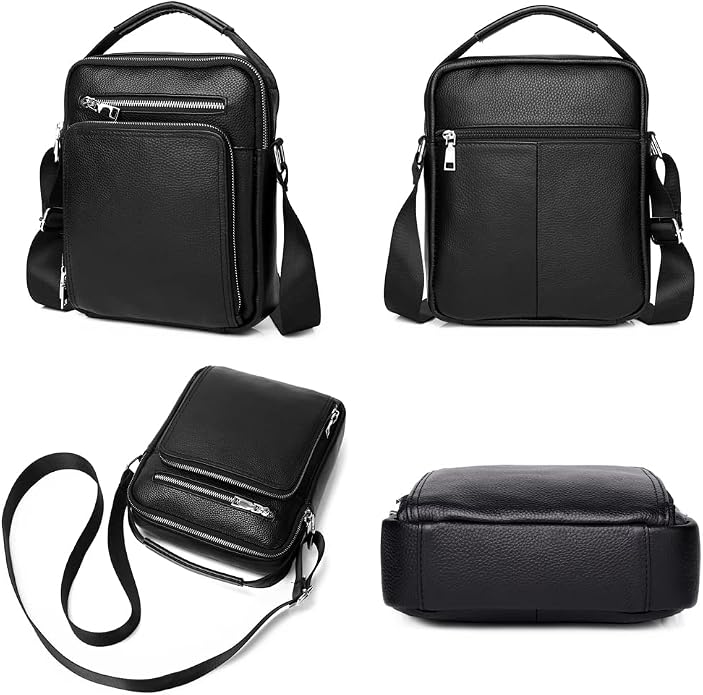 KPYWZER Genuine Leather Shoulder Bag Small Men Messenger Pack Handbag Sling - Image 4